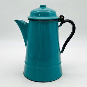 Midcentury Huta Silesia Turquoise Polish Enamelware Coffee Pot #14