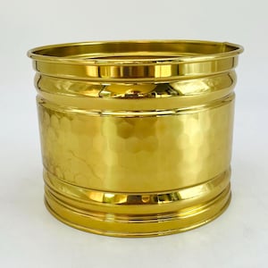 Maceta vintage de latón macizo de 16,5 cm (6,5 pulgadas), diseño de panal de abeja, de Bristol Brass & Copper - Bristol, Tennessee