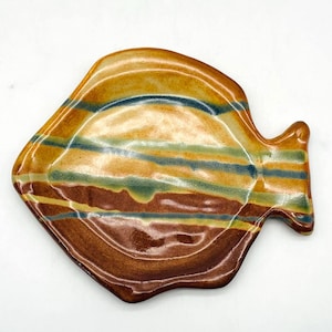 Vintage Studio Pottery Fish Shape Trinket Dish/Spoon Rest/Soap Dish