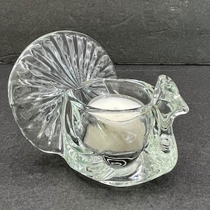 Porta-velas votivo de peru em vidro transparente AVON vintage