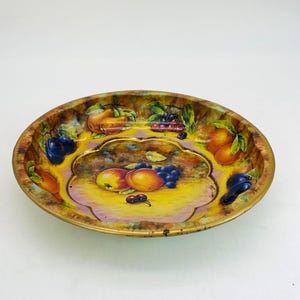 Vintage Daher Decorated Ware Tin Metal Shallow Bowl - Made in England