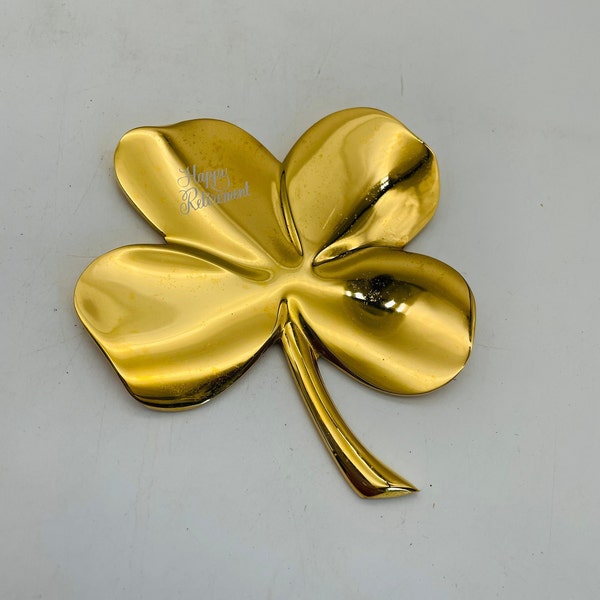 Gerity "Happy Retirement" 24K Gold Electro Plate 4 Leaf Clover Memento/Paper Weight