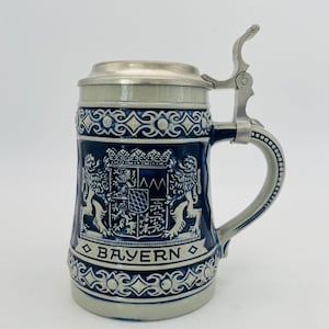 Gerz Original German Beer .5 Liter Earthernware/Pewter Stein - Simon Peter Gerz - West Germany