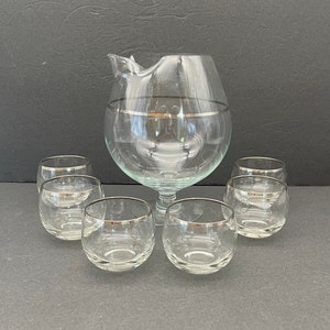 Midcentury Roly Poly Silver Rim Cocktail Set