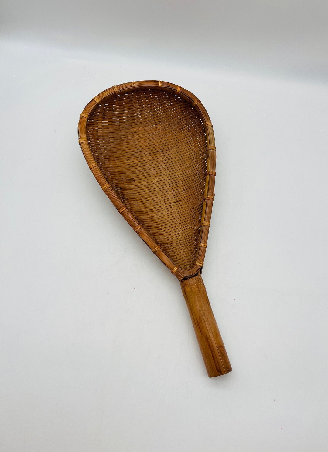 Vintage Rattan/bamboo Strainer Basket Scoop/boho Decor - Etsy