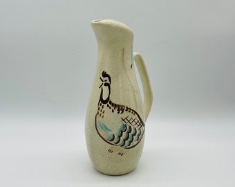 Red Wing Bob White Quail Pottery Water/Wine Pitcher/Mid Century Upland Bird pitcher