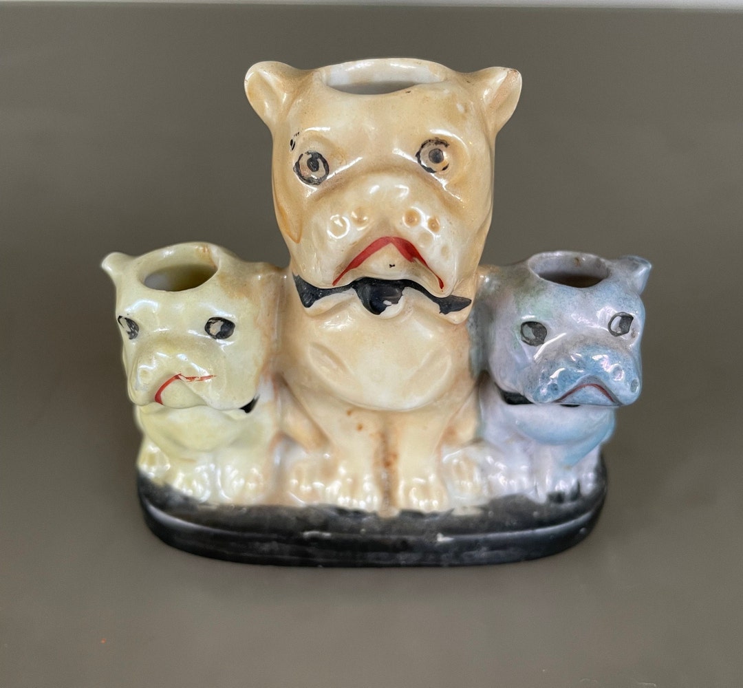 Bull Rack Toothpick Adorable Bull Dog Trio Figurine/vintage 1930 Japan/toothpick Holder - Etsy