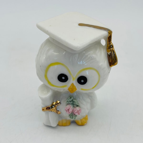 TM Wise Owl - Figurine en porcelaine de Chine diplômée / Décoration de gâteau / Décoration de fête de remise des diplômes