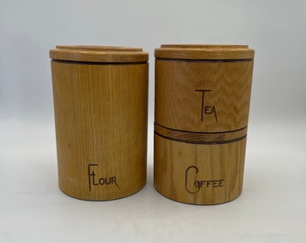 Cornwall Stackable Solid Oak/Plastic and Veneer Canister Set of 3