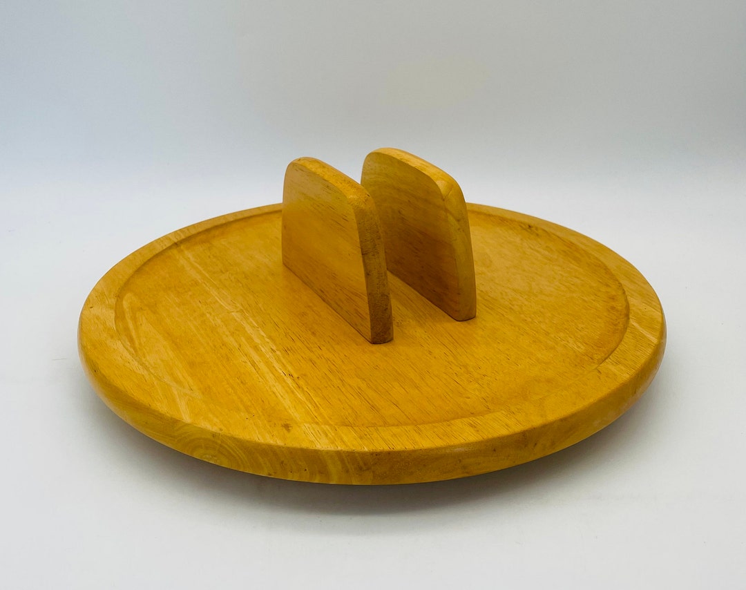 Solid Wood Lazy Susan With Built in Napkin Holder Etsy