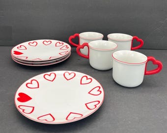 Vandor Heart/Valentine Ceramic Dessert Set of 4