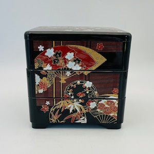 Tandist Lacquer 3 Tier Jubako Bento Food Box/Made in Japan/Vintage Storage Box/Jewelry Box