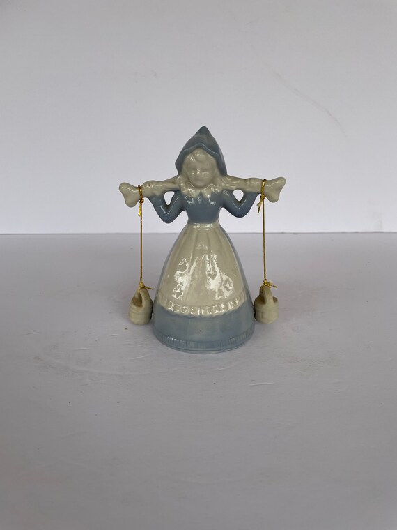 Porcelain Dutch Girl Bell/vintage Farm Girl With Buckets Etsy