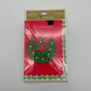 Weihnachtsfeier-Einladungen/Vintage Hallmark Feiertags-Kranz lädt ein