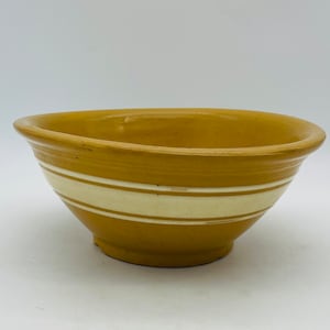 Antique Yellowware Bowl with White Bands