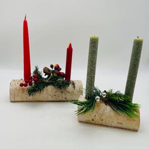 Vintage Natural Birch Log Christmas Candle Holders (sold Individually)