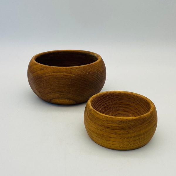 Solid Wood Round Edged Bowls, Set of 2/Vintage Wooden Serving Bowls