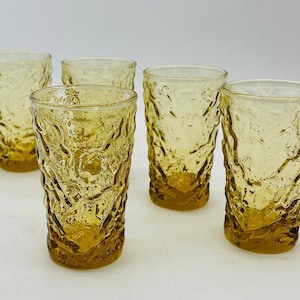 Anchor Hocking Lido Milano Gold Crackle Juice Glasses, Set of 5