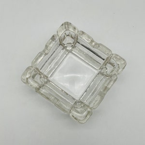 Vintage Clear Glass Square Ashtray/Trinket Dish