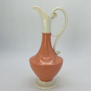 Midcentury Lenox Coral and Cream Decorative Pitcher/Vase