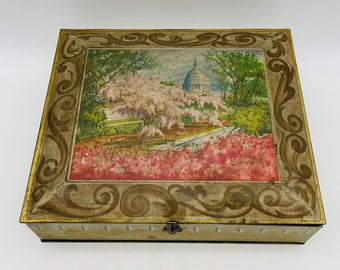 Sunshine Biscuit "Washington D.C.  Cherry Blossom" Tin/Midcentury Storage Tin/New York City, USA