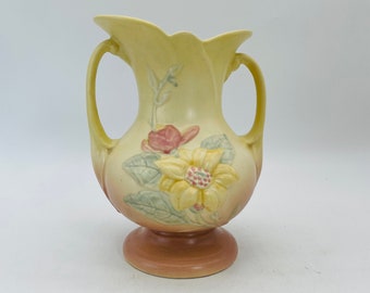Lovely Hull Art Pottery Magnolia Double Handled Vase