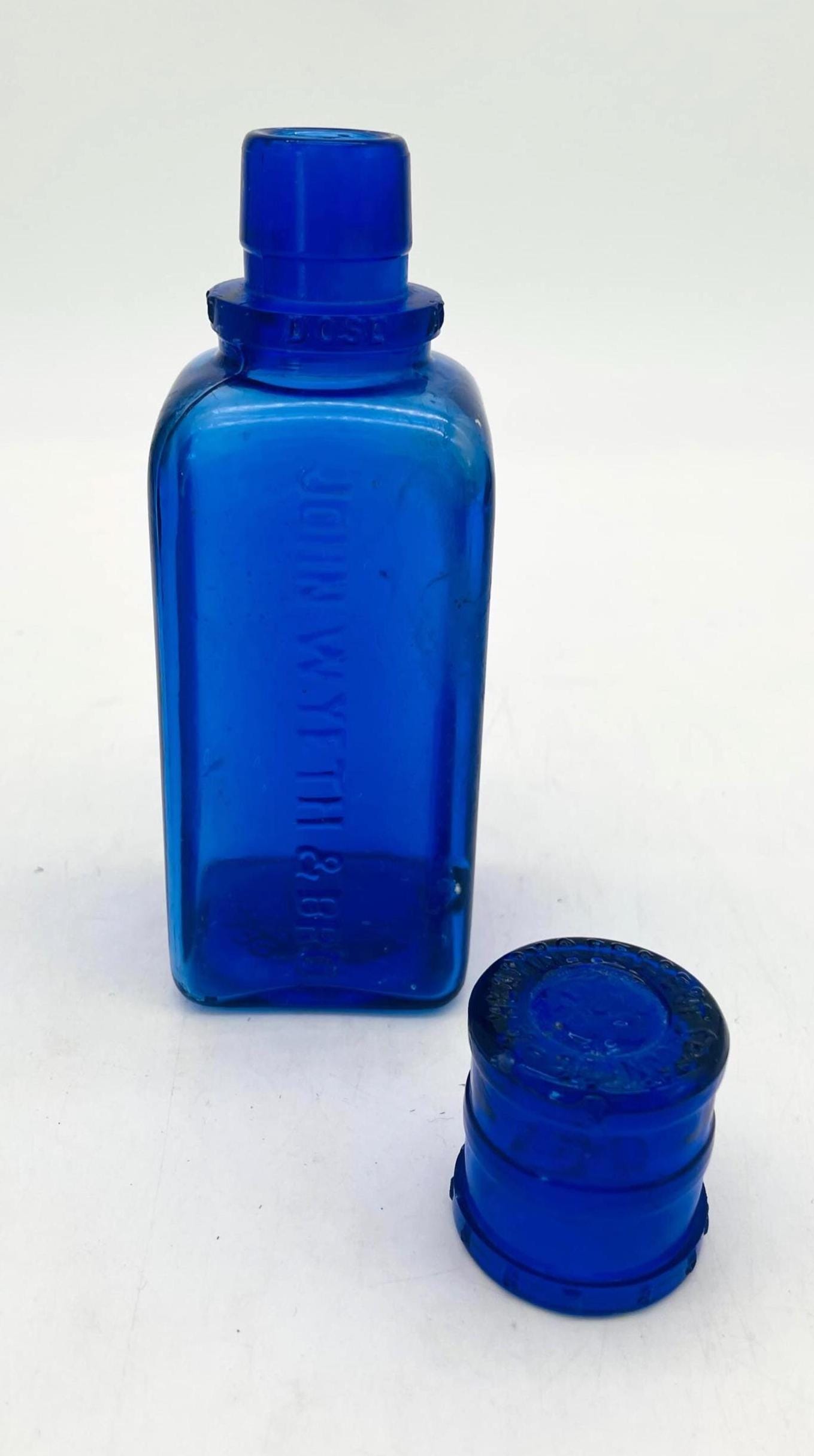 Antique John Wyeth & Bro. Cobalt Blue Medicine Bottle With Dose