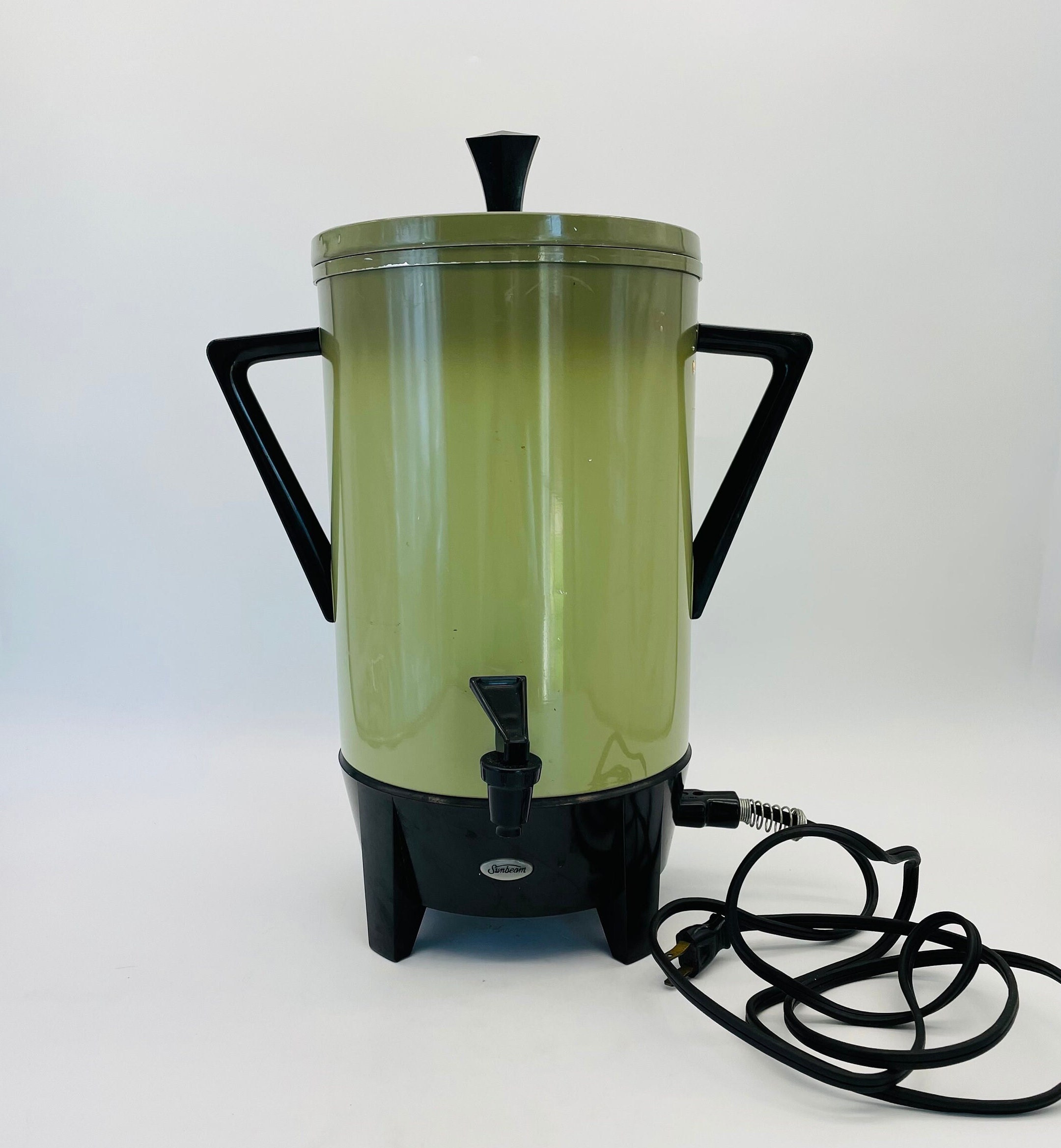 Vintage SUNBEAM Electric Avocado Green 30 Cups Coffee Percolator Urn. 