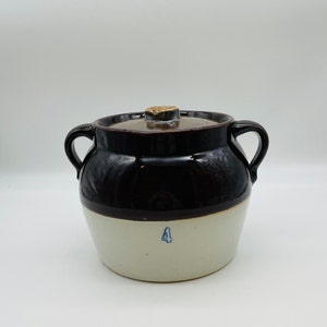 Old 4 Quart Stoneware Bean Crock