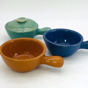 Vintage Stoneware Pottery Soup Bowls, Marked USA