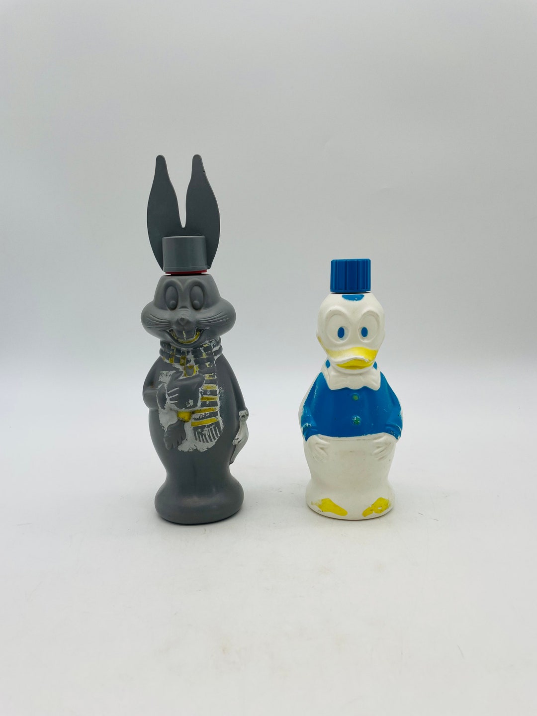 Midcentury Soaky Bubble Bath Bottles Donald Duck & Bugs Bunny Colgate