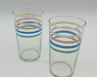 Macbeth-Evans Petalware Pastel 8 oz. Stripe Glasses, Set of 2