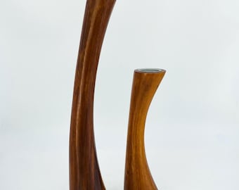 Candelieri in teak in stile danese MCM, set da 2