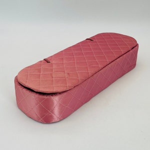 Lingerie Rose Pink Satin Quilted Storage Box/Midcentury Glove Box