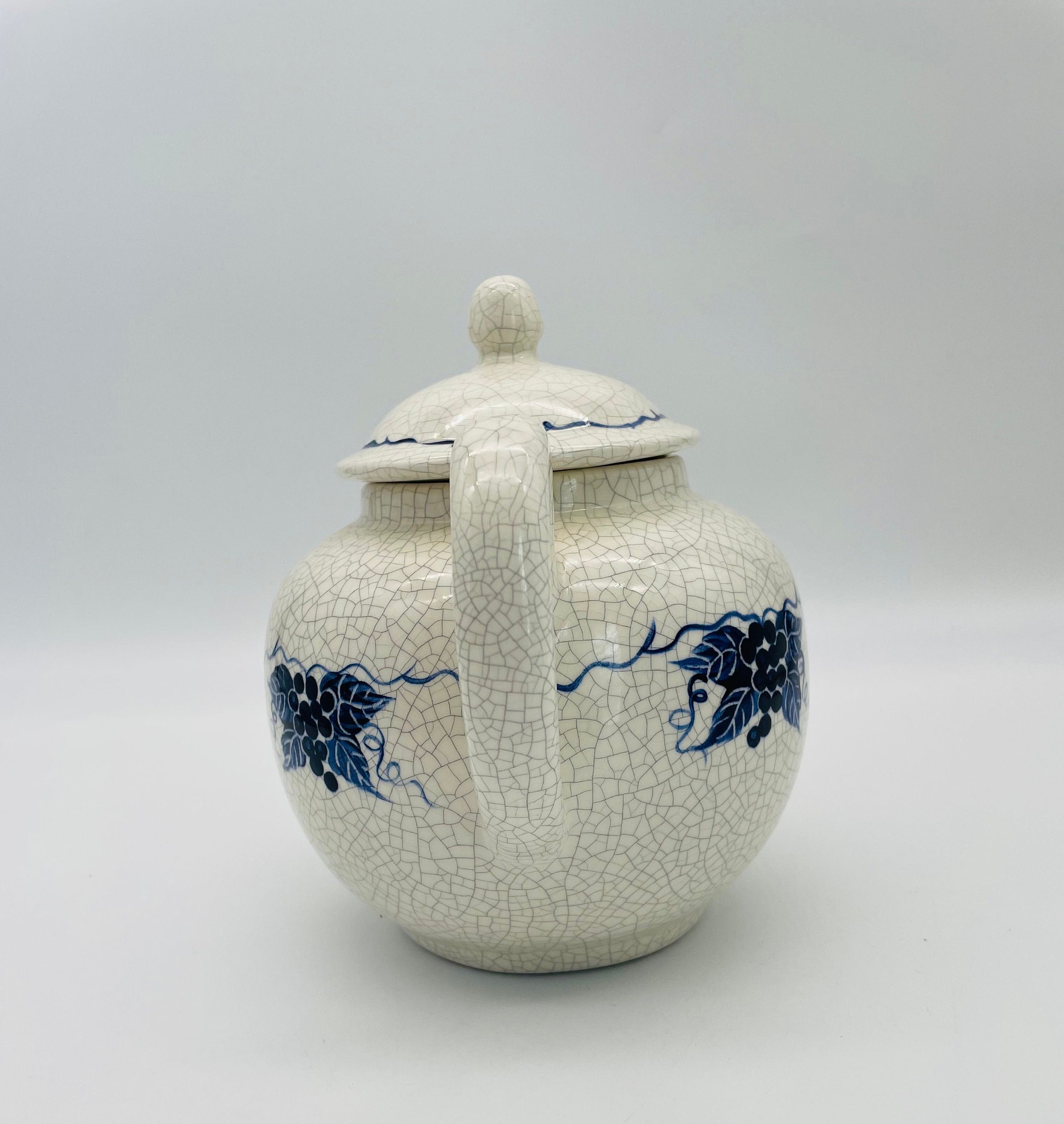 Dedham Pottery Potting Shed Teapot with Grape Design/Vintage Faux