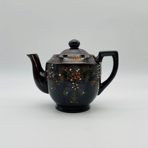 Mid Century Redware Moriage Brown Teapot/Made in Japan