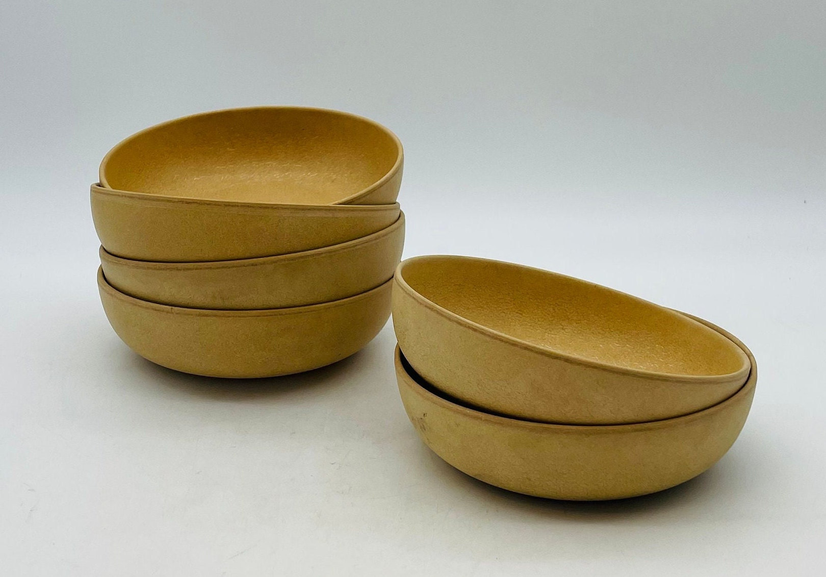 Elliginers Agatized Wood Bowls, Set of 6 - Midcentury Snack, Salad, Cereal Bowls