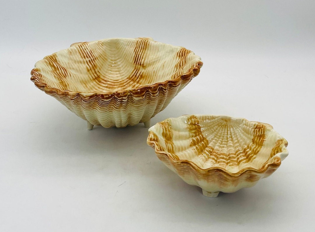 Ceramic Footed Clam Shell Shape Chip and Dip - Etsy