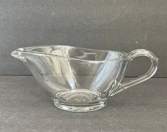 Anchor Hocking Clear Glass Gravy Boat/Vintage Gravy Server/Made in USA