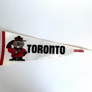 Toronto Canada Beaver Mountie Souvenir Pennant/Vintage Flag
