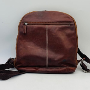 Mochila/cartera bandolera de cuero Voyager de Jack Georges - Cuero genuino marrón - Múltiples compartimentos