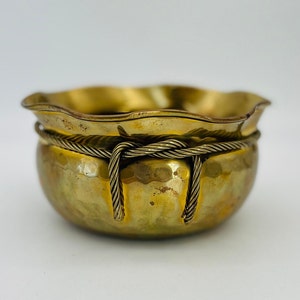Vintage Hammered Brass Planter with Tassel/Made in India