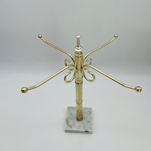 Marble and Brass Towel Stand/Bathroom Decor/Vintage Jewelry Stand/Made in Italy