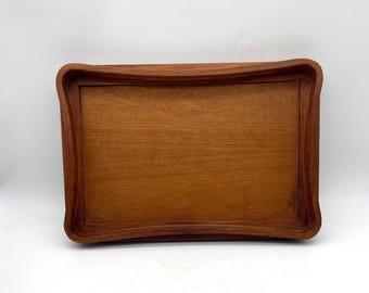 Vintage Dansk Teak Rectangle Curvy Edge Serving Tray
