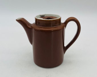 MCM Hall Pottery Single Serving Teapot/Brown and White