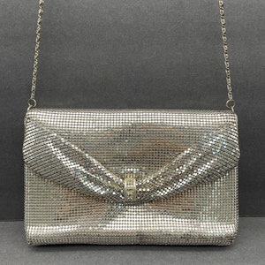 Silver Metal Mesh Evening Clutch with Chain Shoulder Strap/Made in Hong Kong