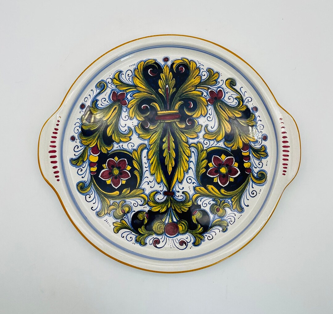 Nova Deruta Hand Painted Ceramic Round Platter With Handles/made in ...