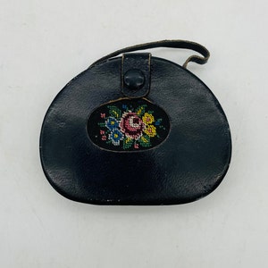 Genuine Leather Needlepoint Mini Purse Manicure Set/Made in Germany