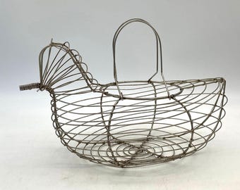 Cesta de alambre vintage para huevos de pájaro