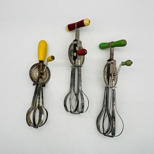 Vintage Painted Wood Handled Egg Beaters/Hand Mixers (sold individually)